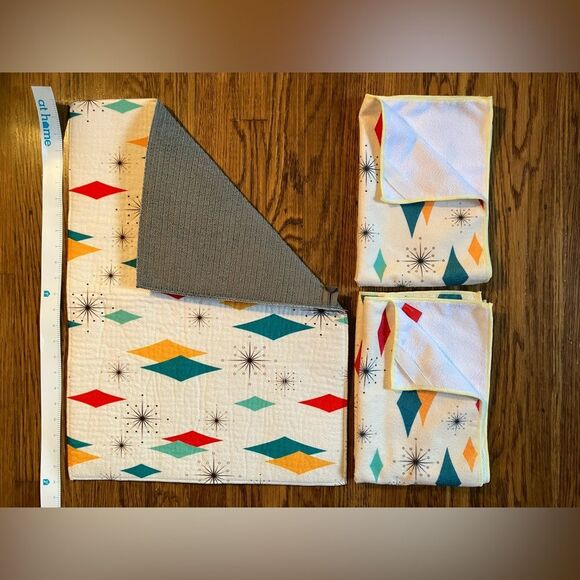 Starburst MCM 2 dish towels +1 dish mat excellent design - Picture 8 of 8